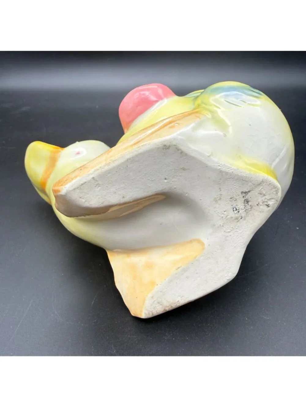 Vintage Duck Planter Ceramic Pottery Big Side Eyes Kitsch Nursery Decor Yellow